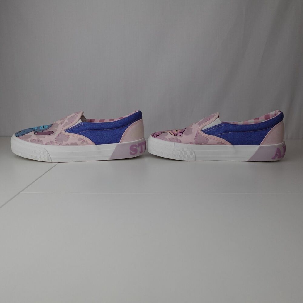 Disney Stitch & Angel Slip on Shoes Women Sz 6.5 Pink Blue Canvas Lilo & Stitch - Picture 8 of 14